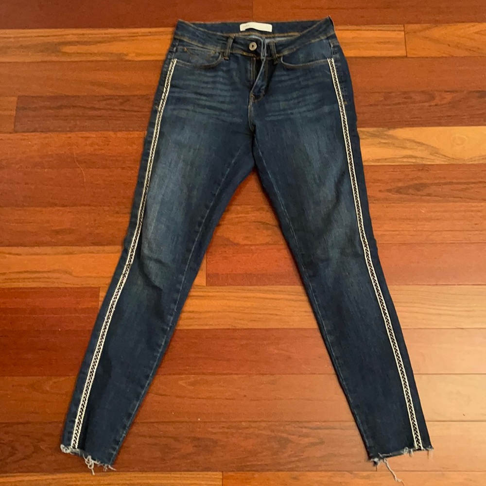 Zara embellished side striped jeans sz 26
